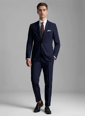 Guabello Royal Blue Rope Stripe Suit