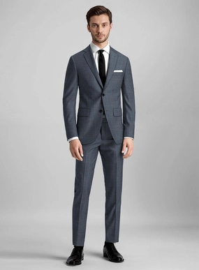 Guabello Steel Blue Sharkskin Suit
