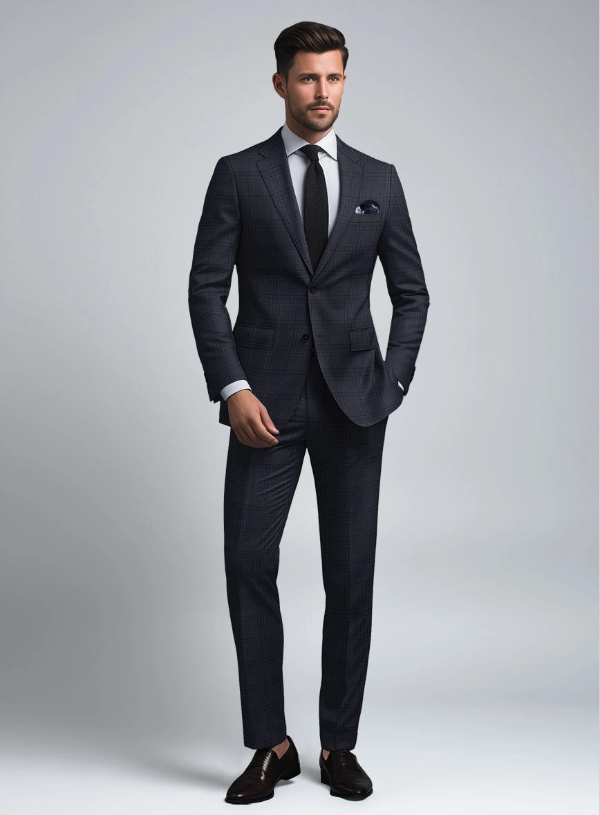 Hardy Minnis Adali Blue Check Wool Suit