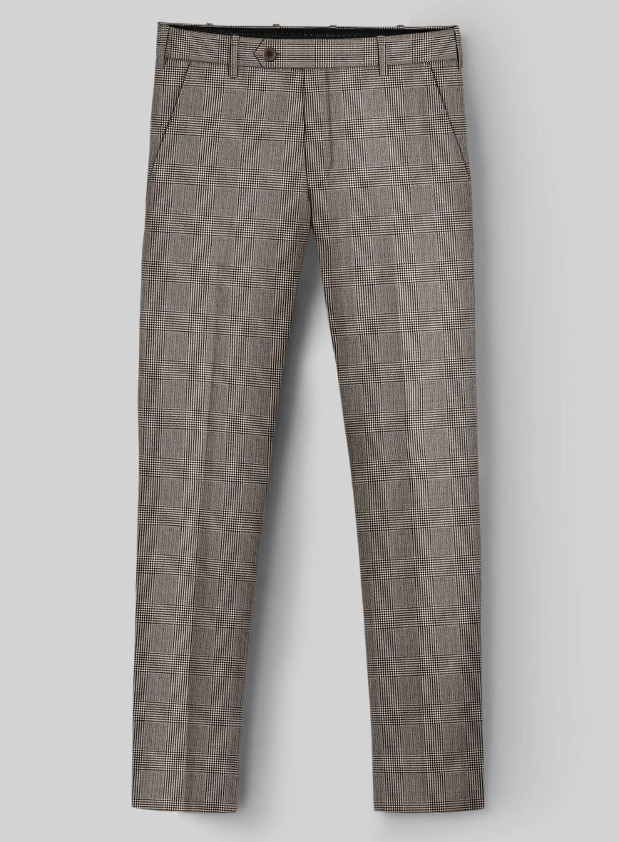 Hardy Minnis Beige Prince of Wales Wool Suit