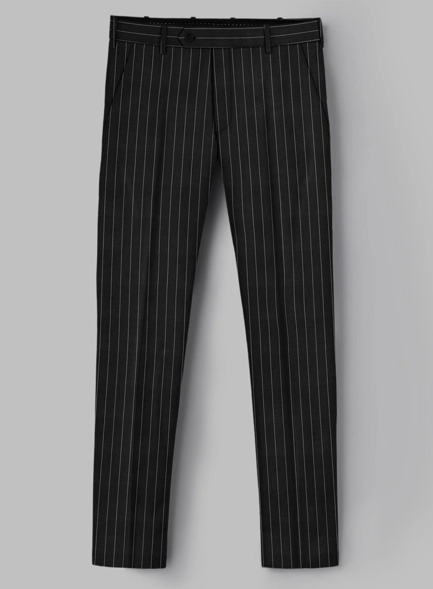 Hardy Minnis Black Rope Stripe Wool Suit