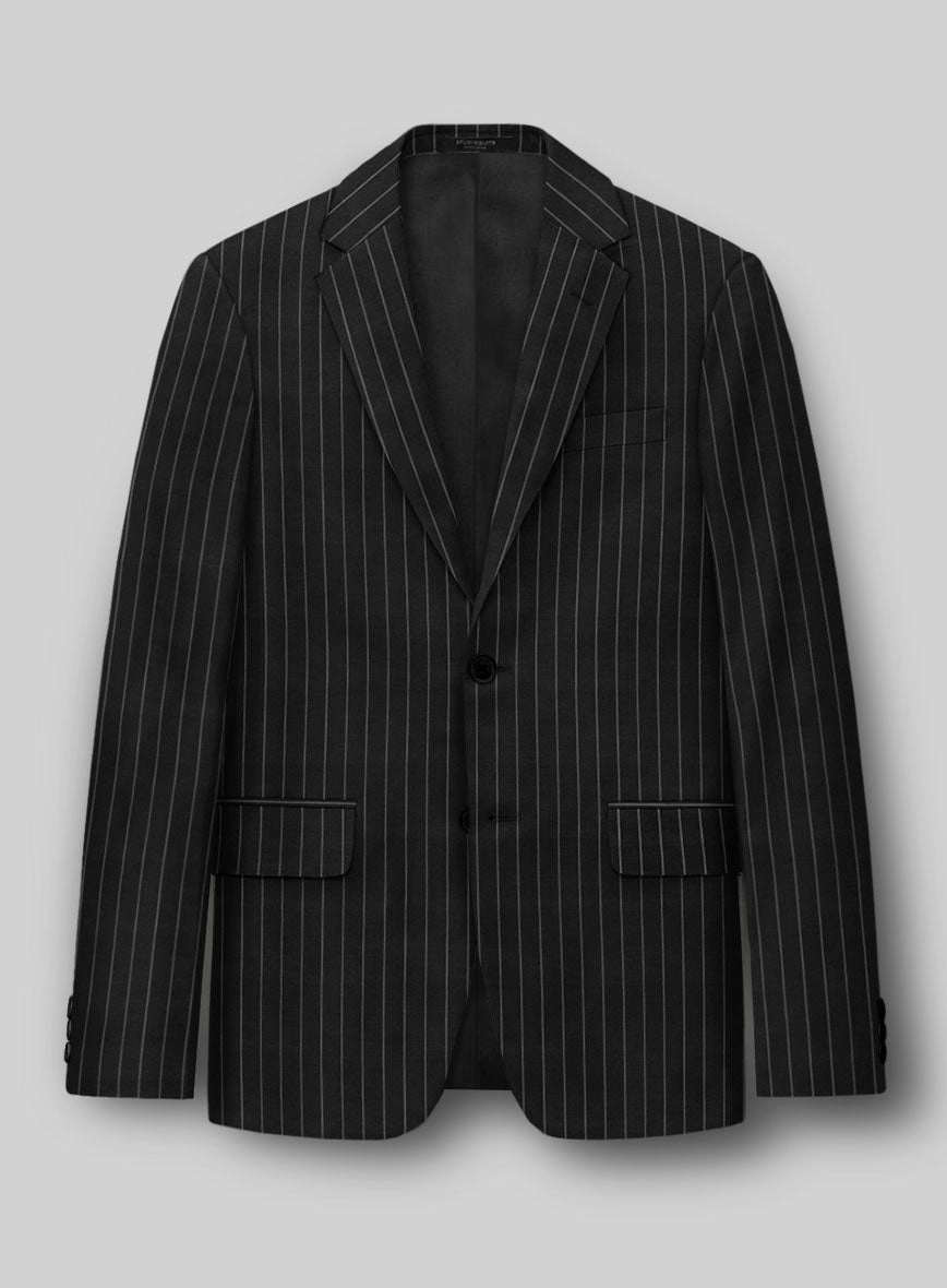 Hardy Minnis Black Rope Stripe Wool Suit