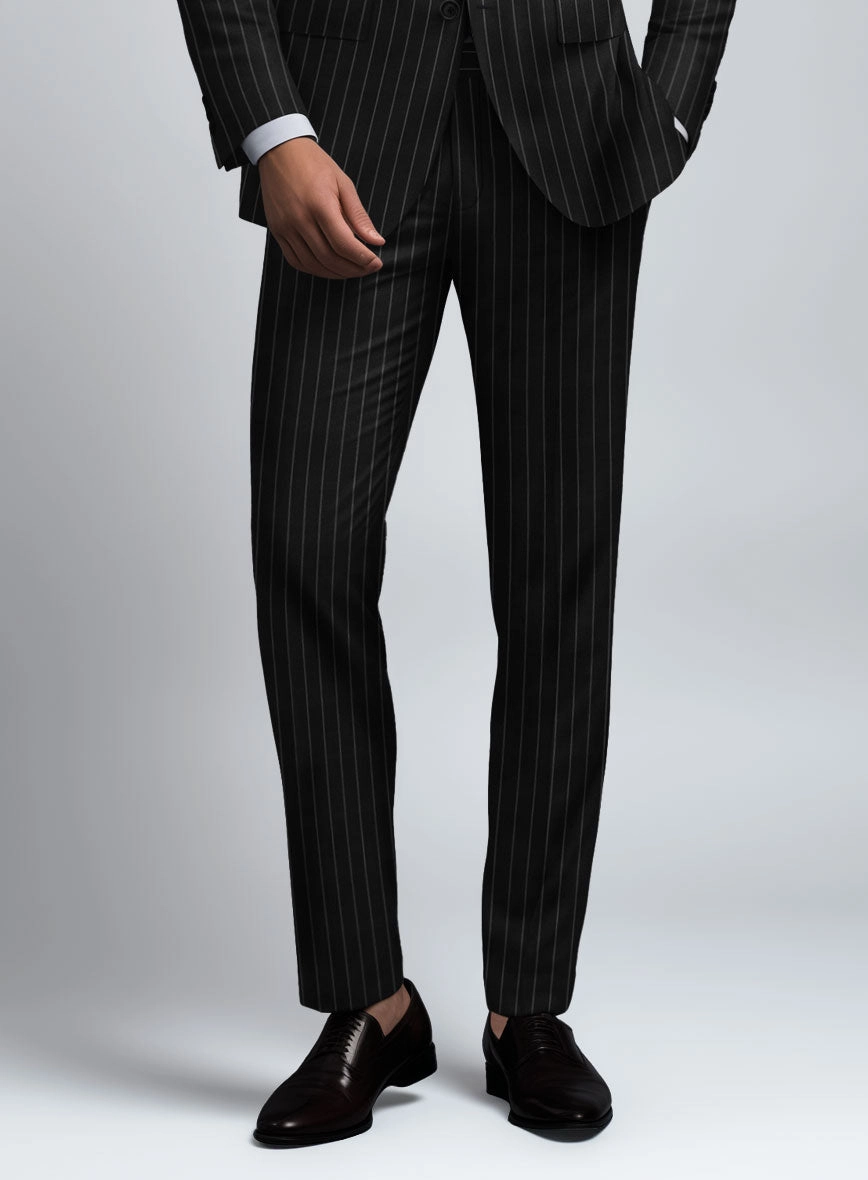 Hardy Minnis Black Rope Stripe Wool Suit