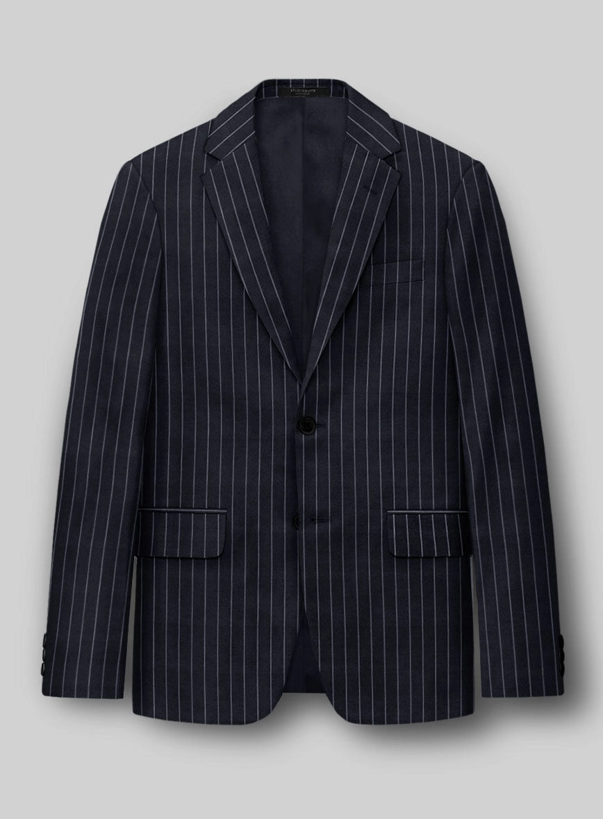 Hardy Minnis Blue Rope Stripe Wool Suit