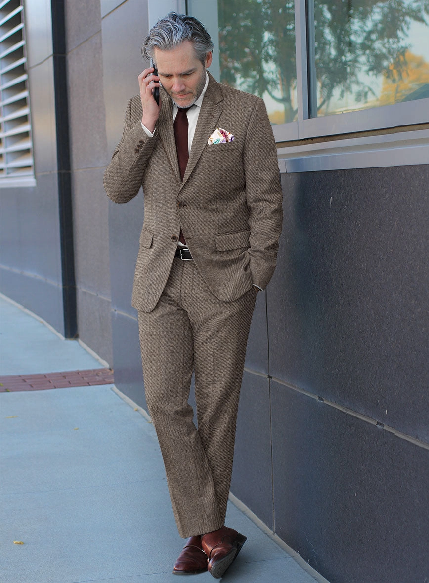 Hardy Minnis Brown Sharkskin Wool Suit