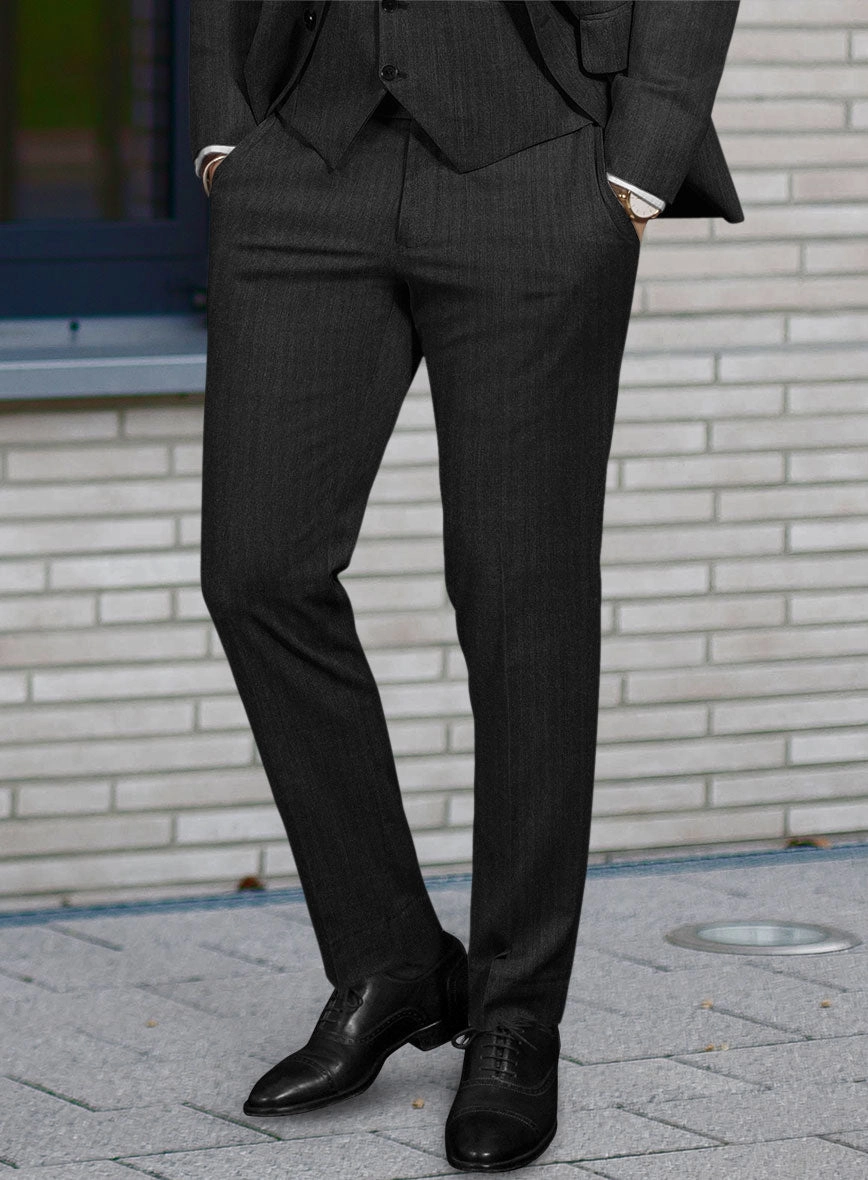 Hardy Minnis Charcoal Herringbone Wool Suit
