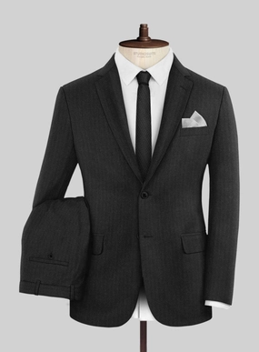Hardy Minnis Charcoal Herringbone Wool Suit