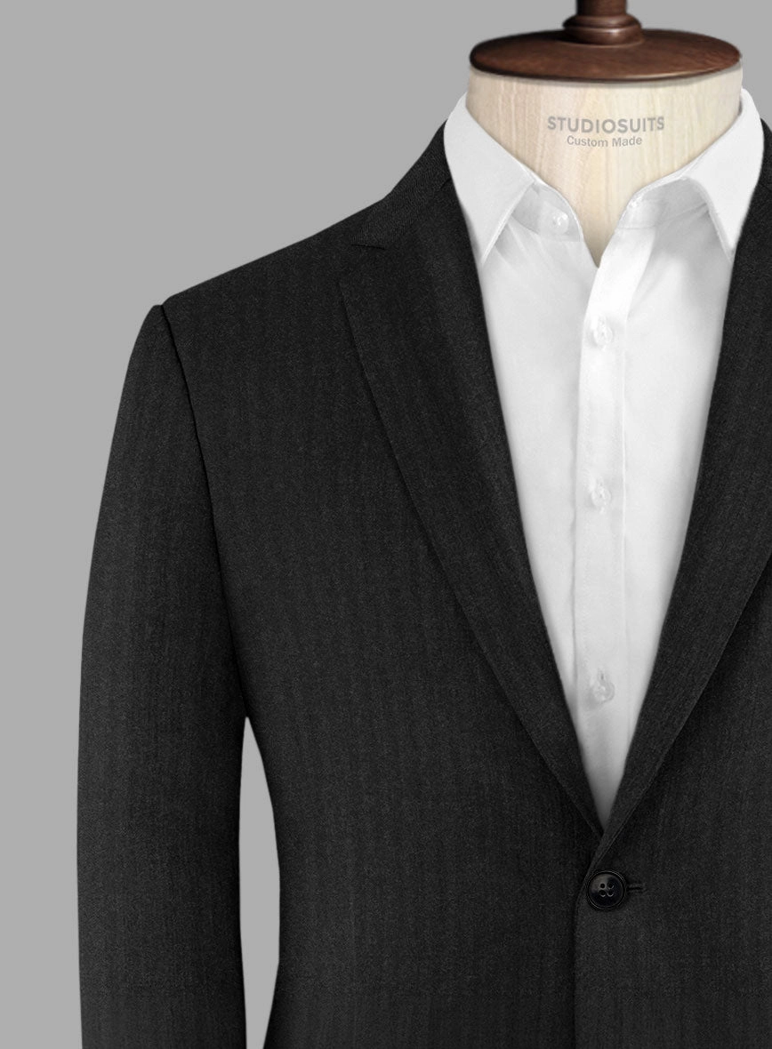 Hardy Minnis Charcoal Herringbone Wool Suit