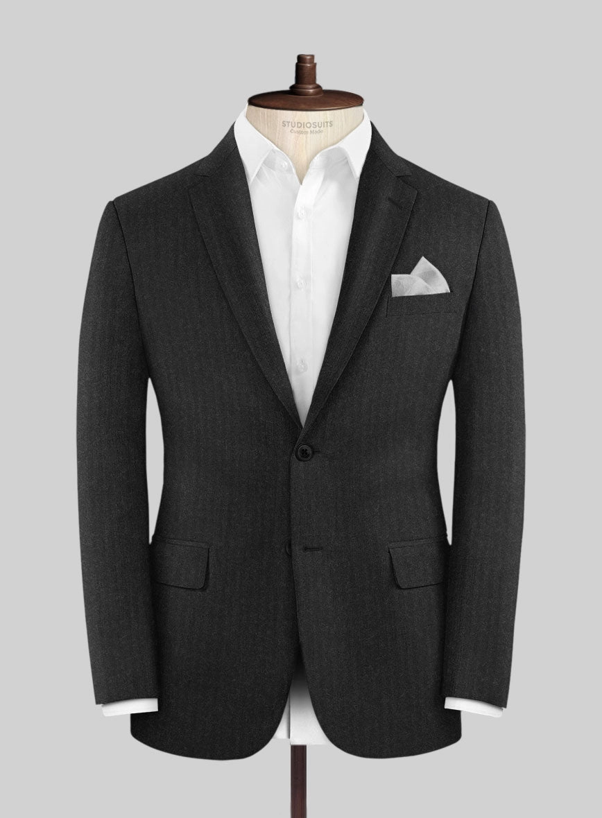 Hardy Minnis Charcoal Herringbone Wool Suit