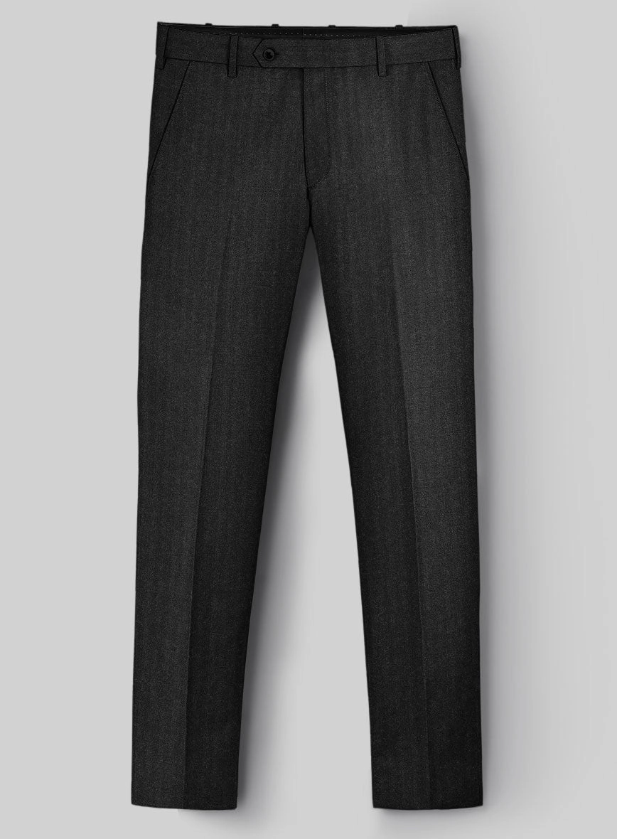 Hardy Minnis Charcoal Herringbone Wool Suit