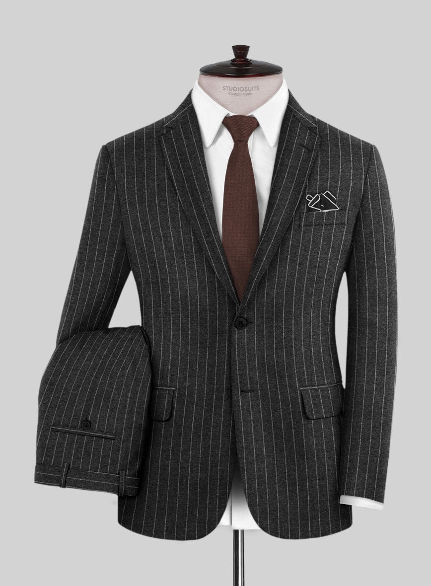 Hardy Minnis Charcoal Rope Stripe Wool Suit