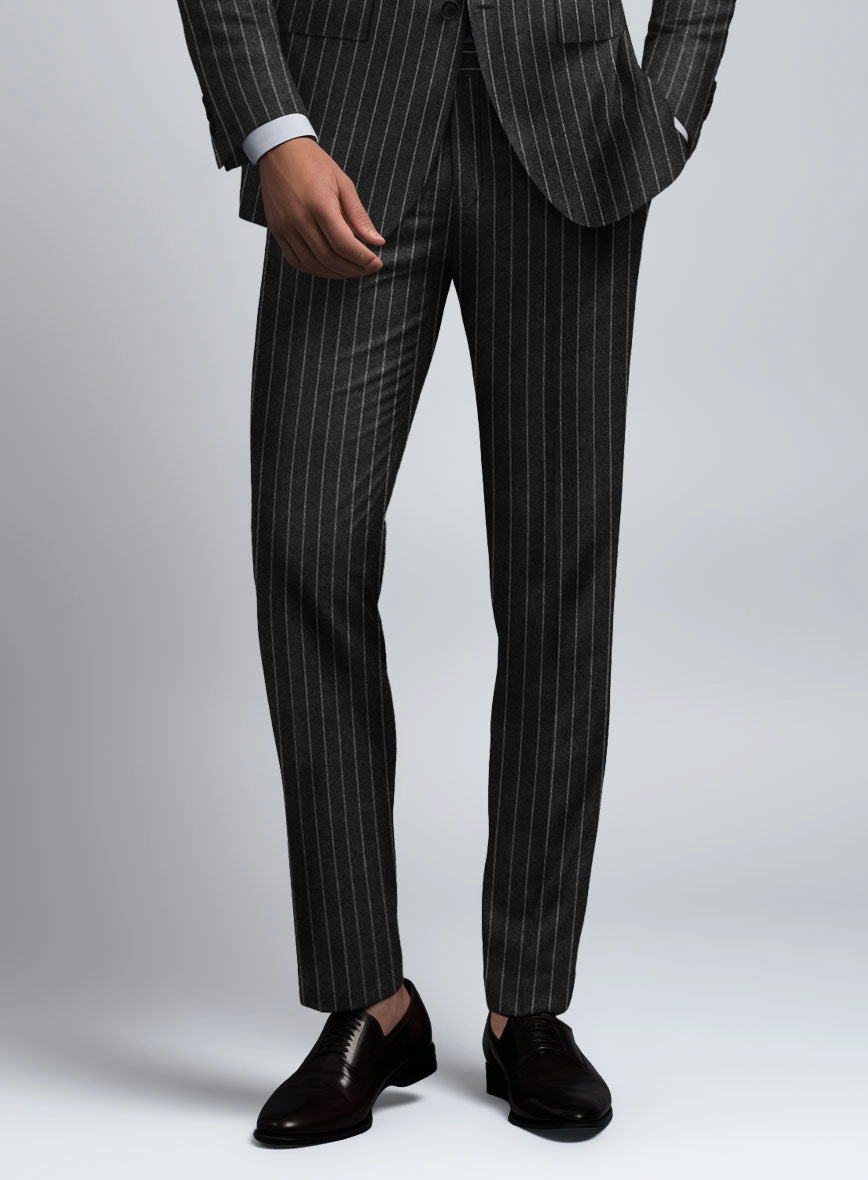 Hardy Minnis Charcoal Rope Stripe Wool Suit