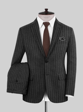 Hardy Minnis Charcoal Rope Stripe Wool Suit