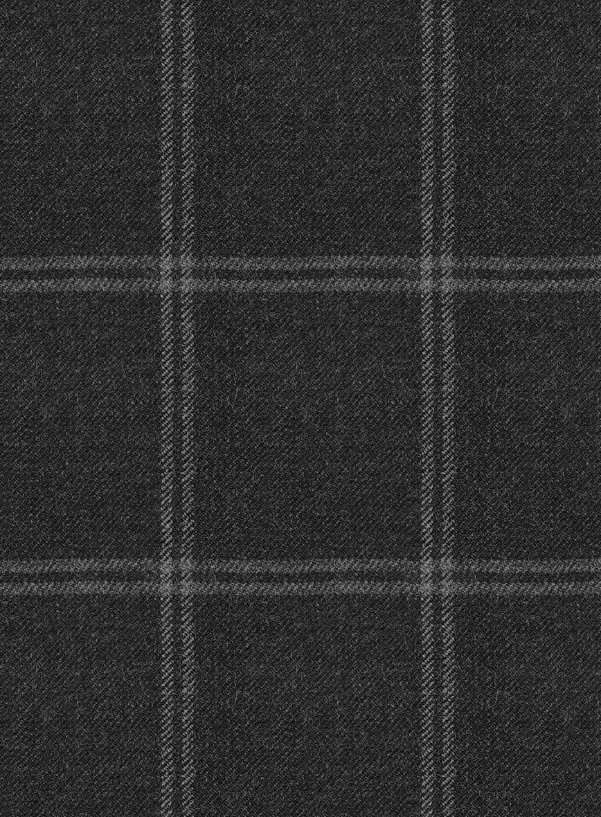 Hardy Minnis Charcoal Windowpane Wool Suit