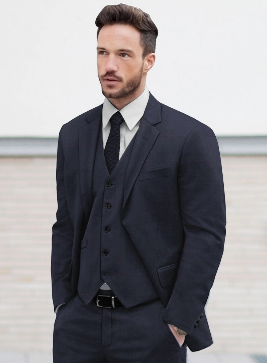 Hardy Minnis Dark Blue Glen Wool Suit