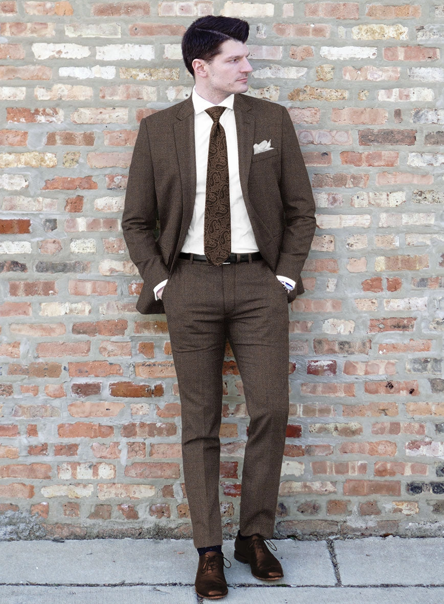 Hardy Minnis Dark Brown Twill Wool Suit