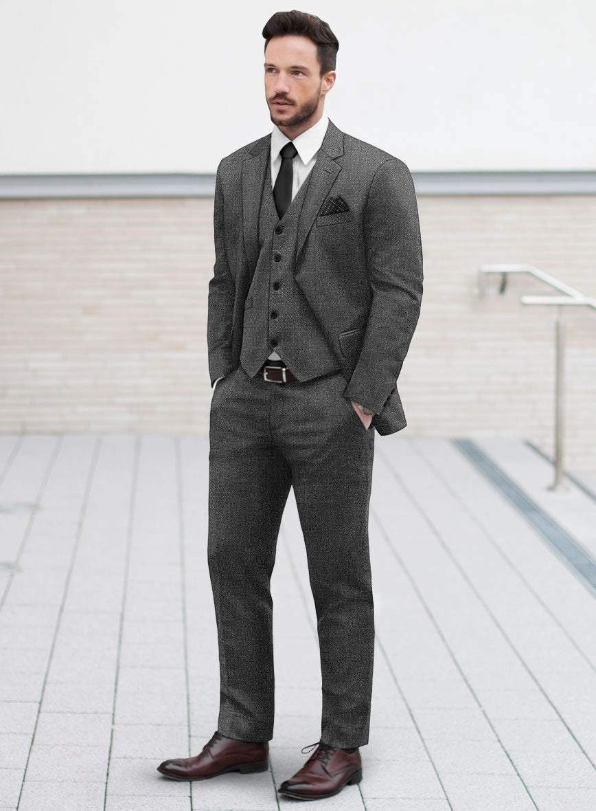Hardy Minnis Dark Gray Sharkskin Wool Suit