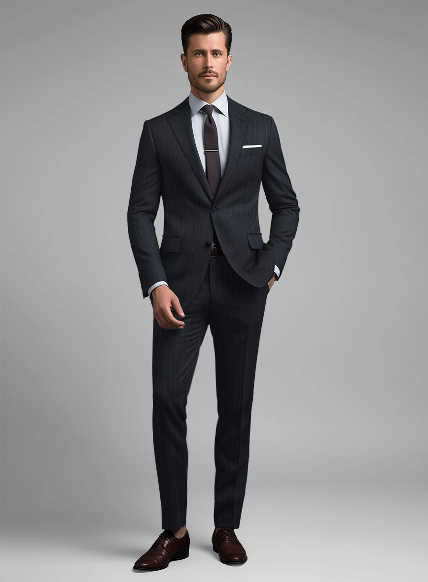 Hardy Minnis Midnight Blue Pinstripe Wool Suit
