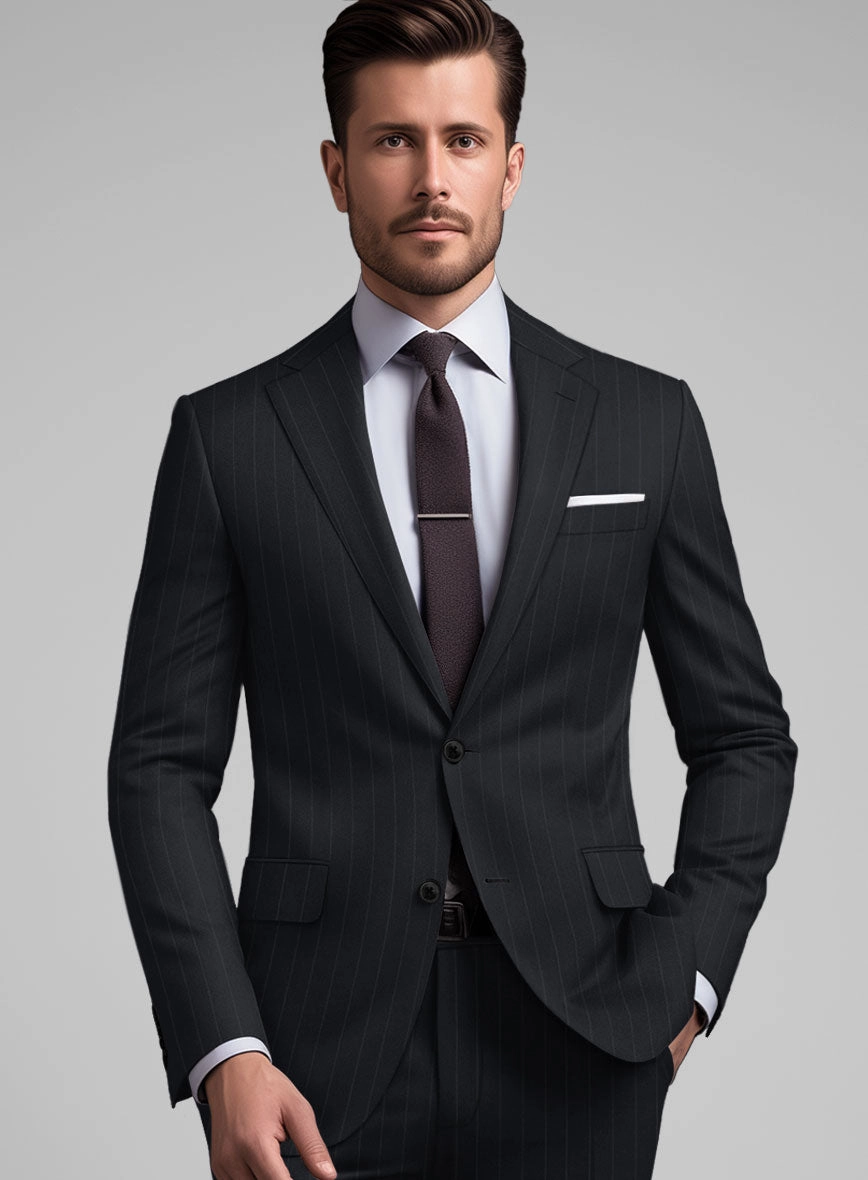 Hardy Minnis Midnight Blue Pinstripe Wool Suit