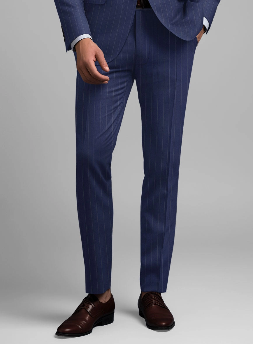 Hardy Minnis Royal Blue Pinstripe Wool Suit