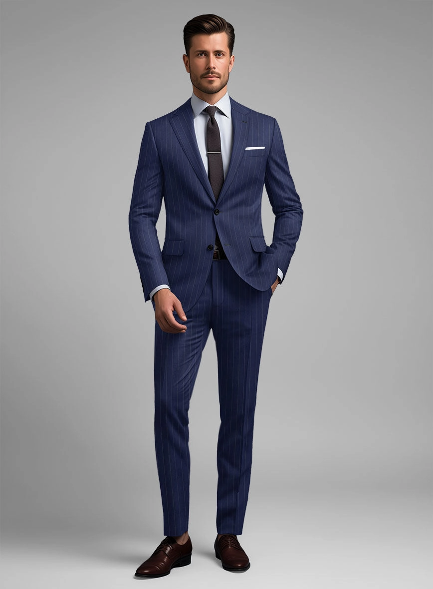 Hardy Minnis Royal Blue Pinstripe Wool Suit
