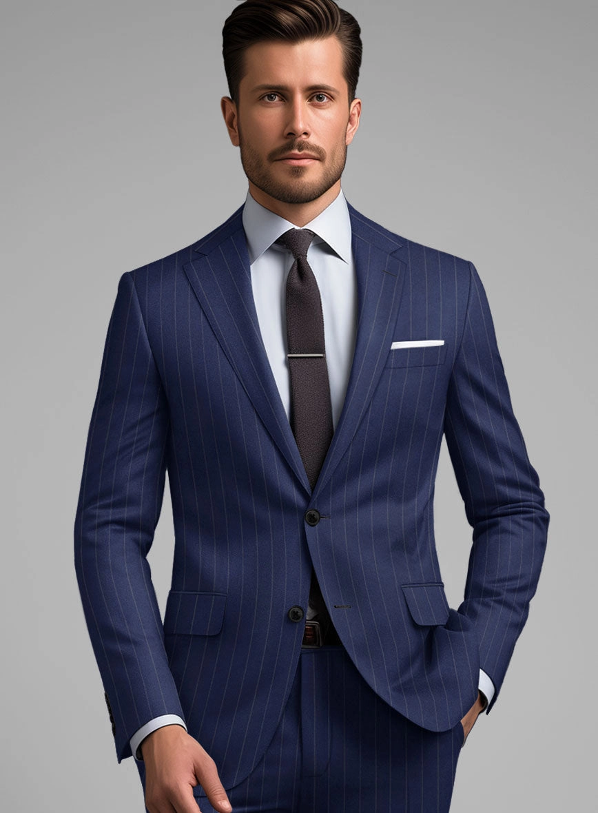 Hardy Minnis Royal Blue Pinstripe Wool Suit