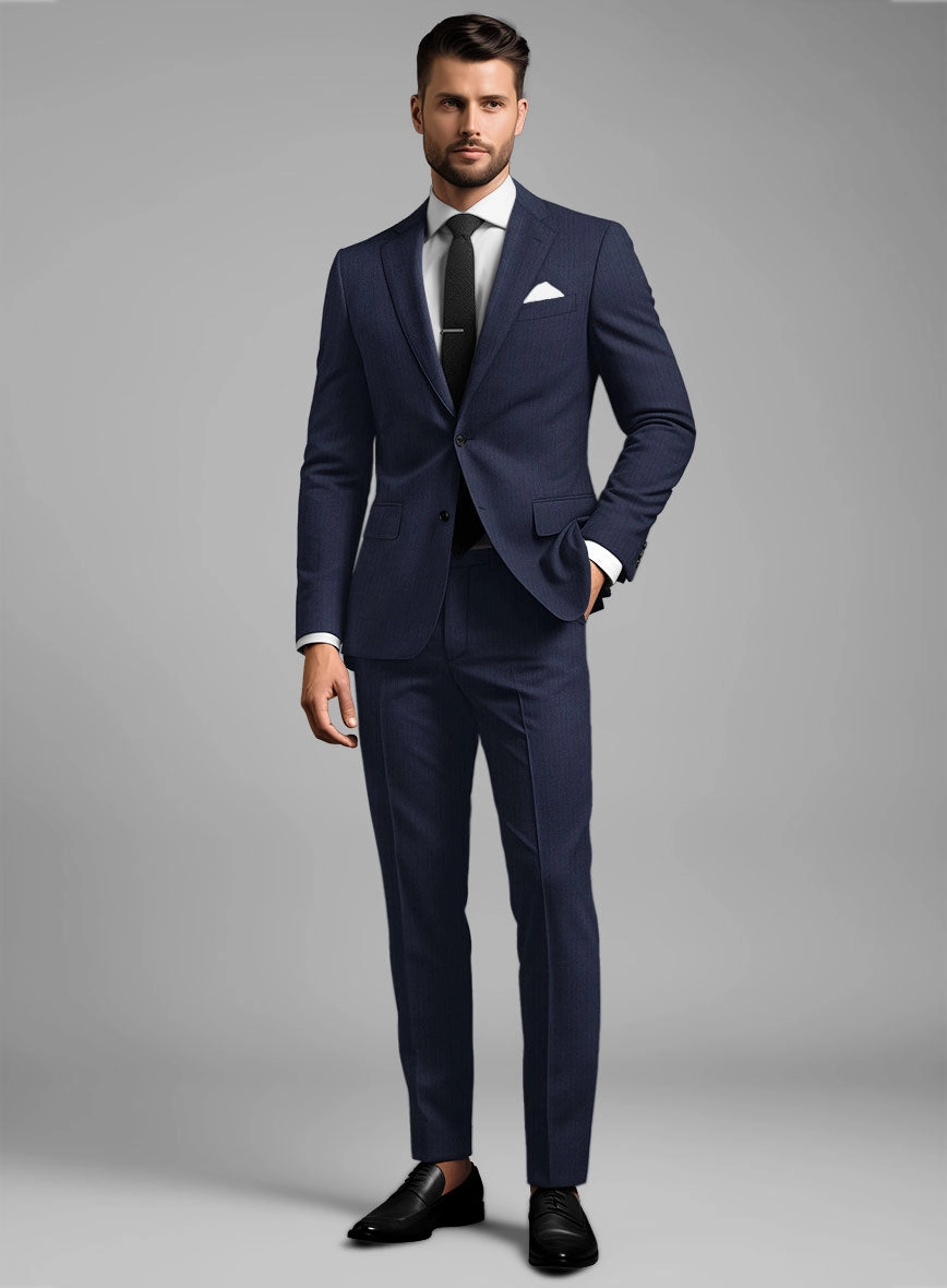 Herringbone Wool Royal Blue Suit