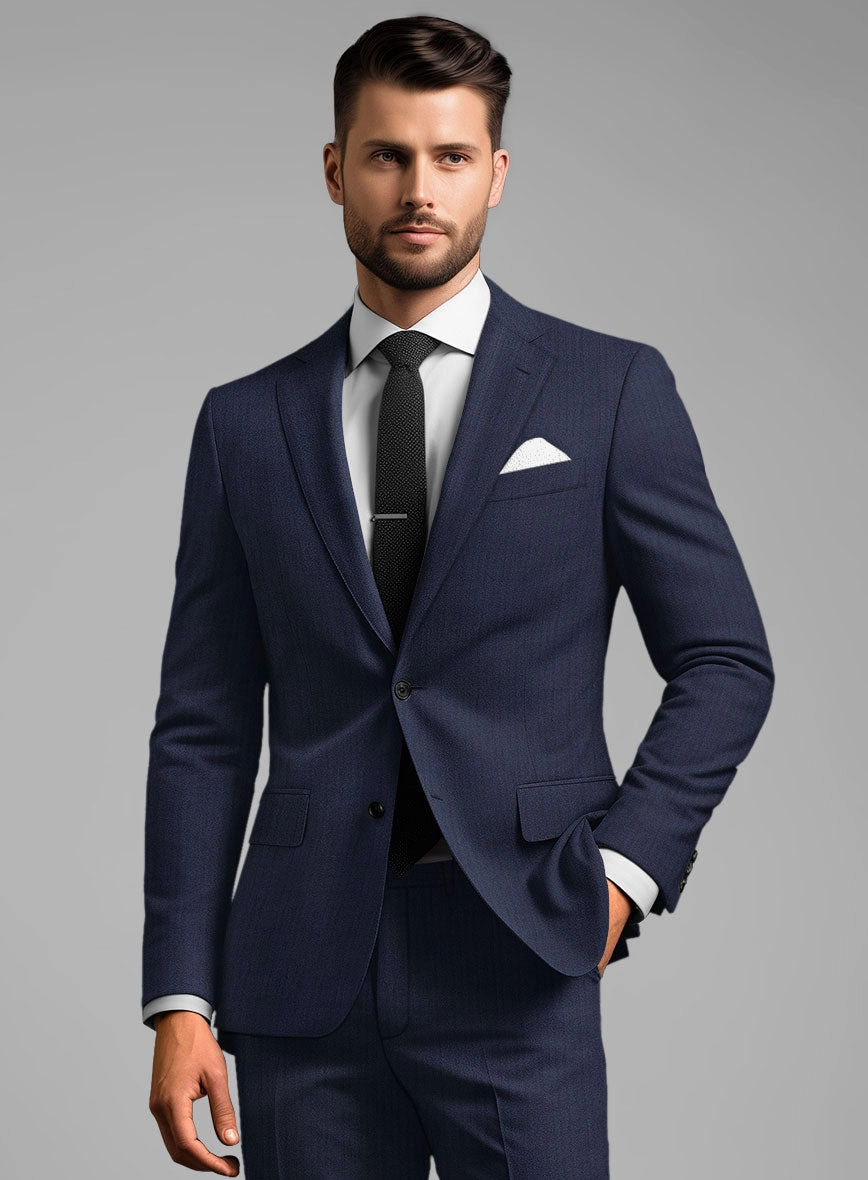 Herringbone Wool Royal Blue Suit