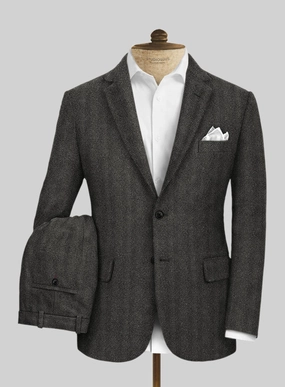 Highlander Charcoal Herringbone Tweed Suit