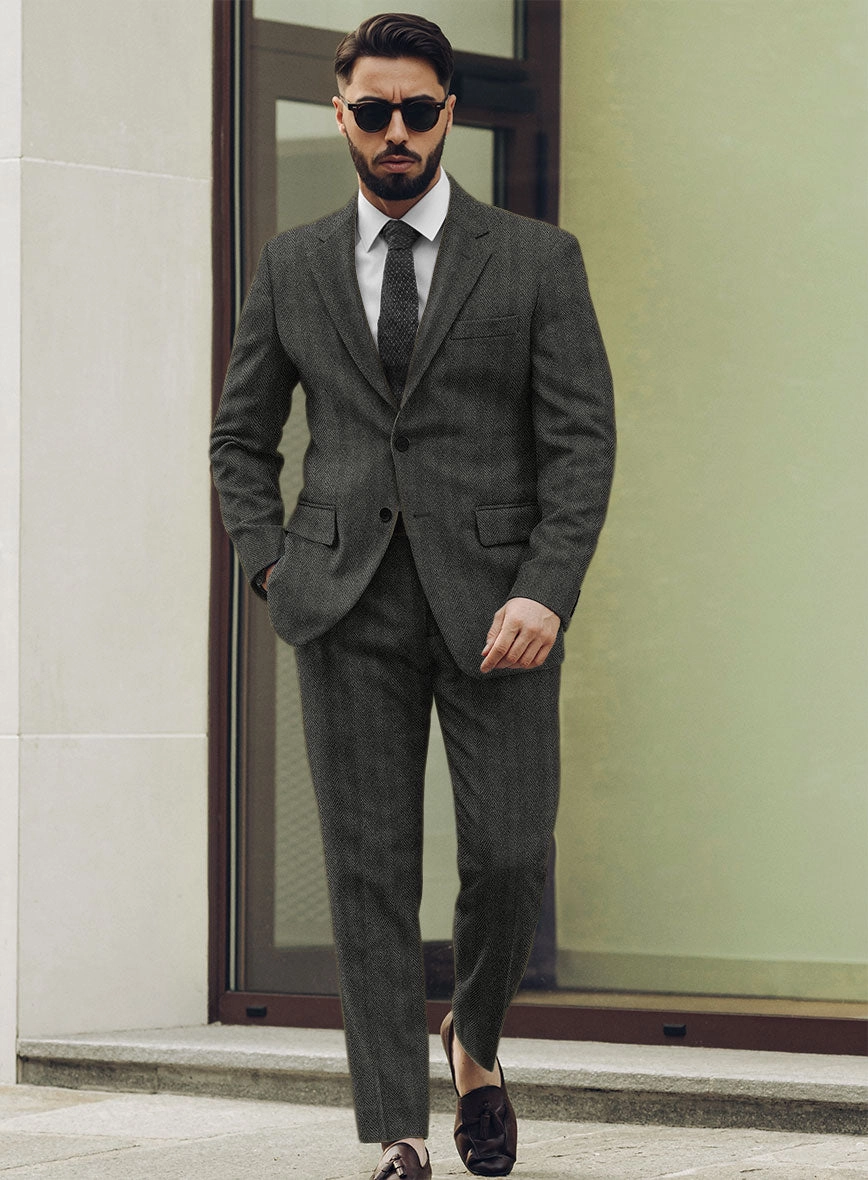 Highlander Charcoal Herringbone Tweed Suit