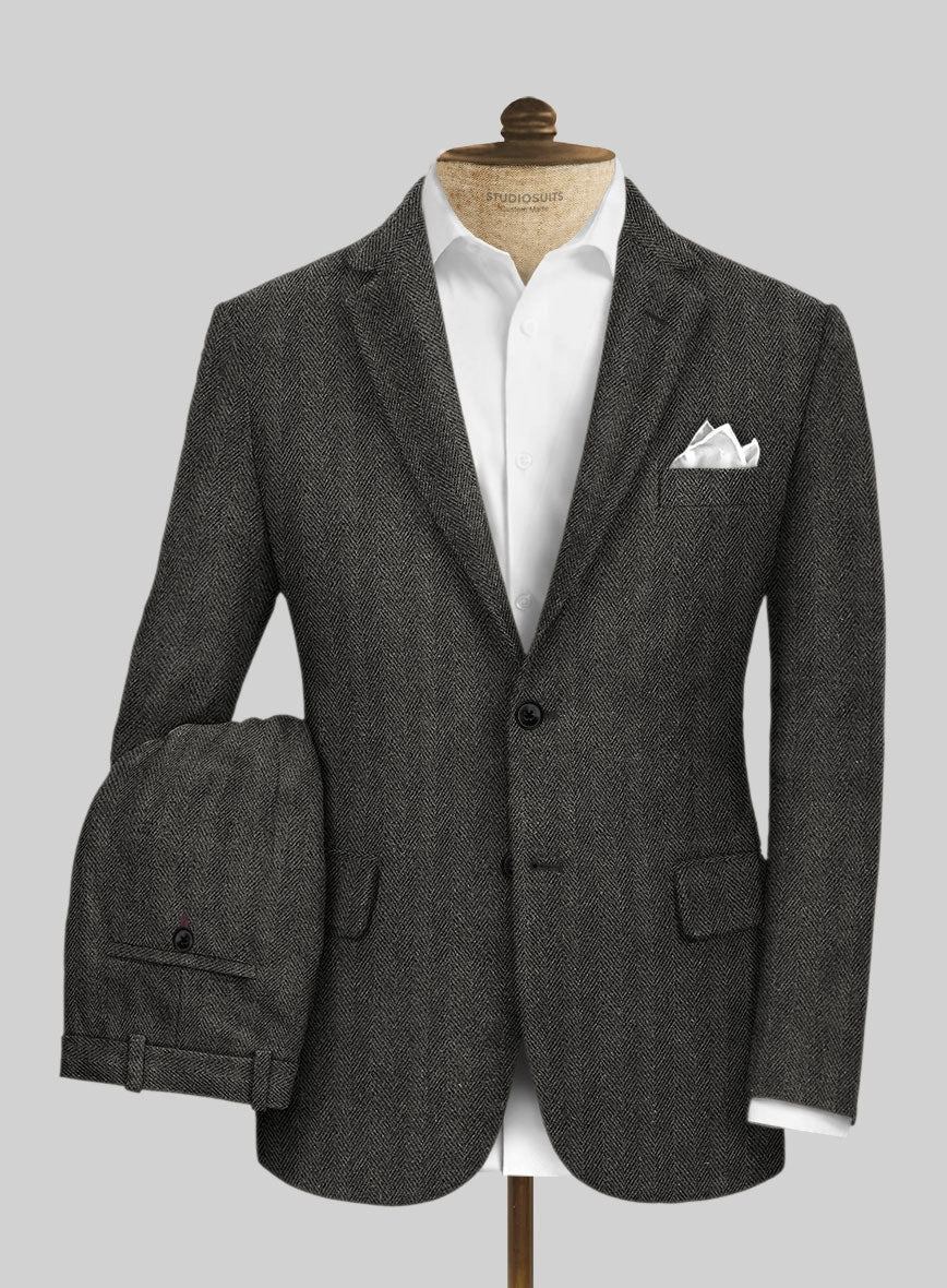 Highlander Charcoal Herringbone Tweed Suit