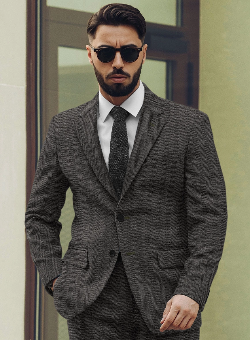 Highlander Charcoal Herringbone Tweed Suit