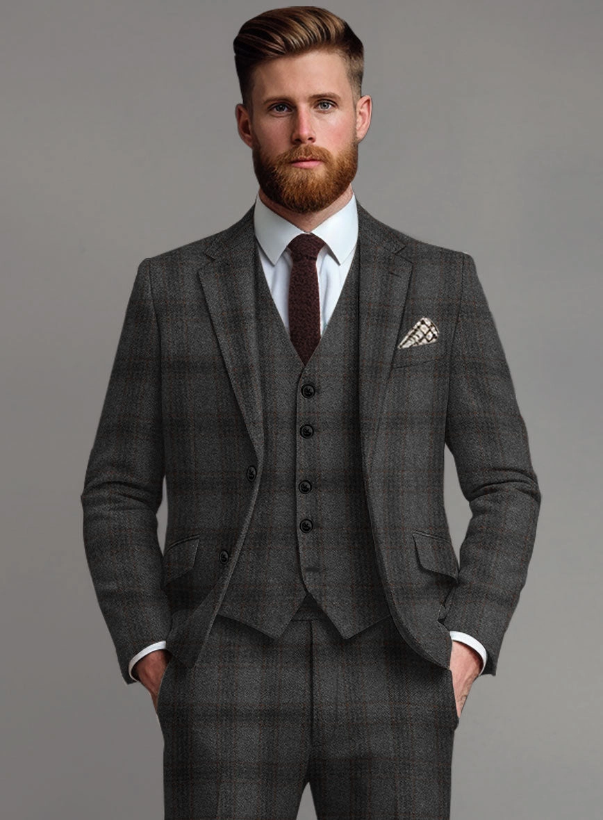 Highlander Gray Classic Check Tweed Suit