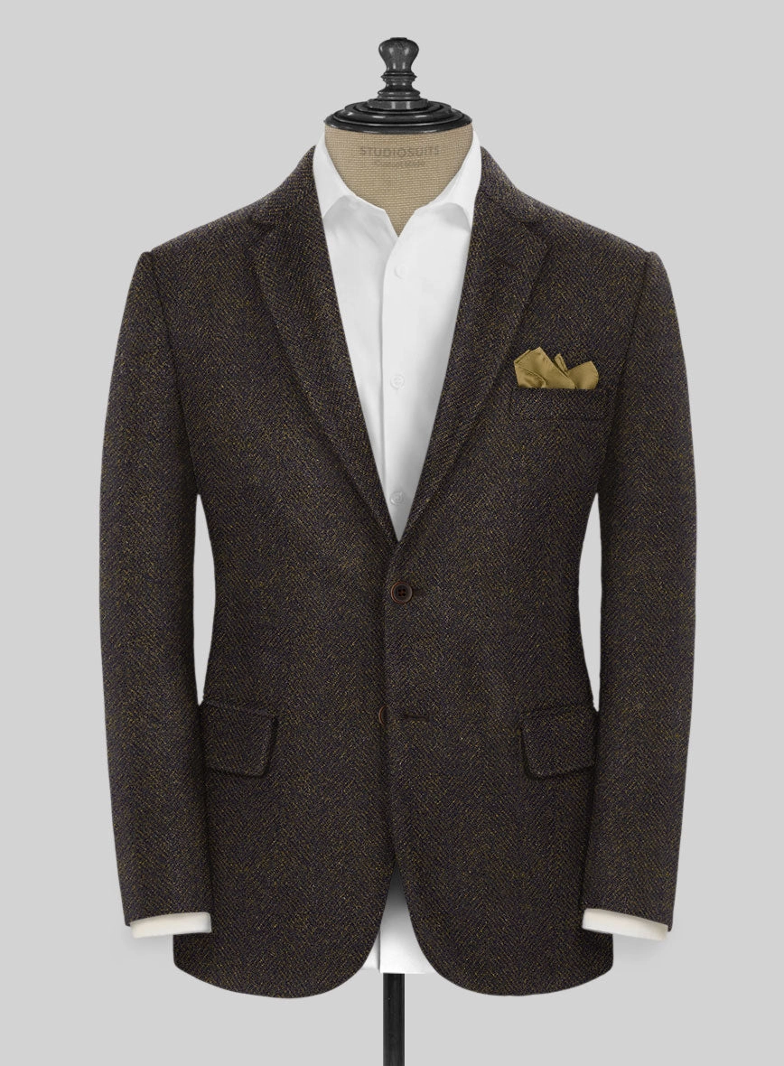 Highlander Heavy Dark Brown Herringbone Tweed Suit