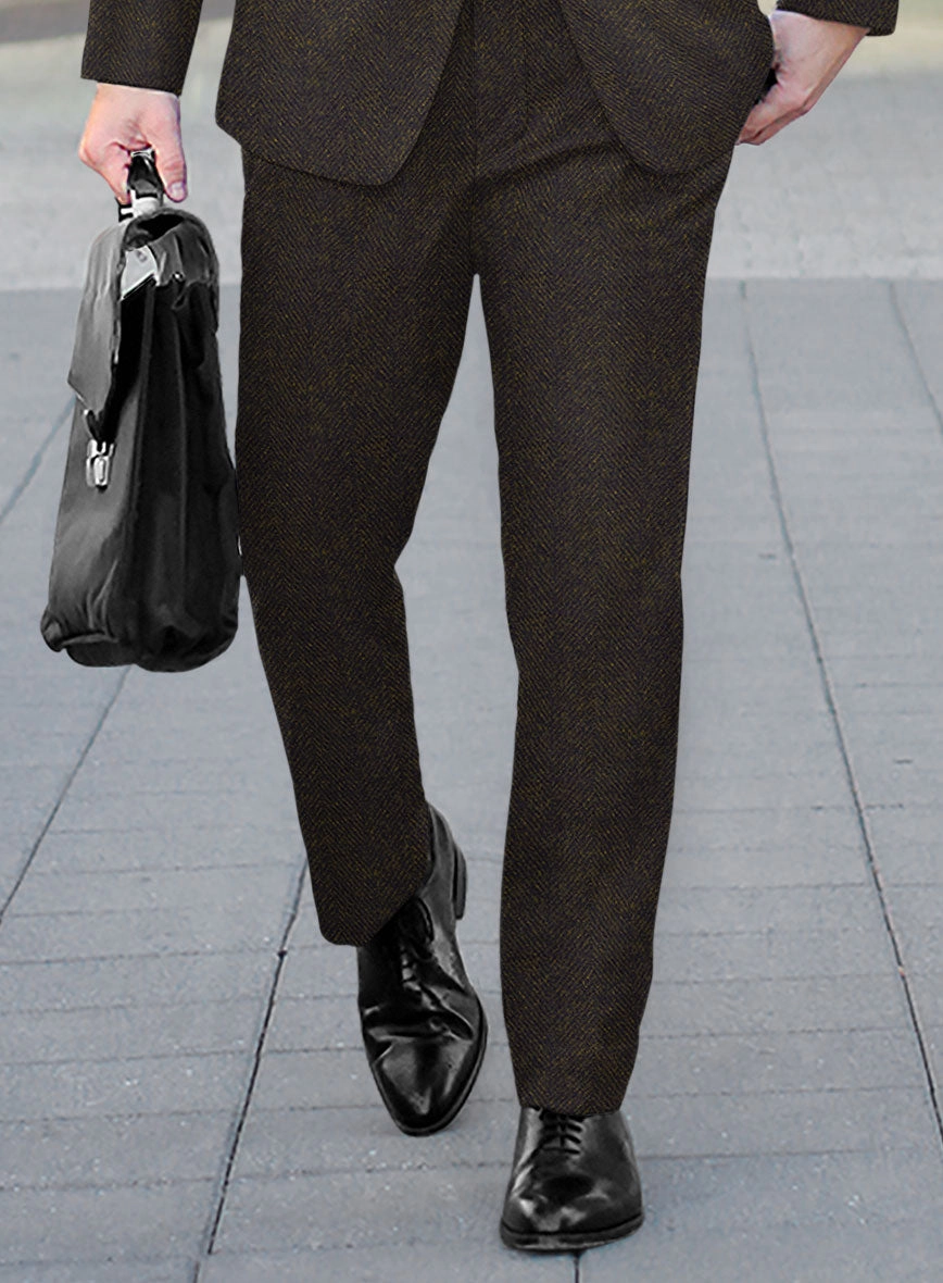Highlander Heavy Dark Brown Herringbone Tweed Suit
