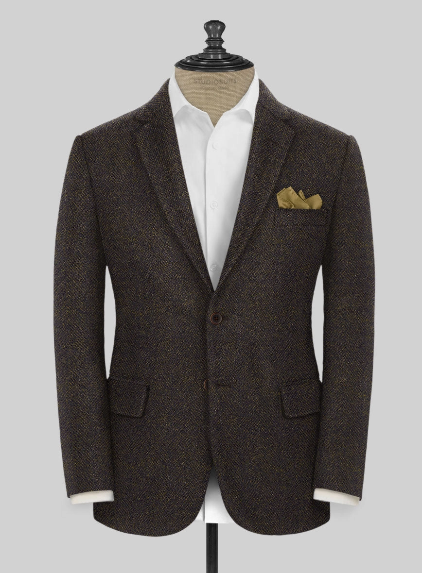 Highlander Heavy Dark Brown Herringbone Tweed Suit