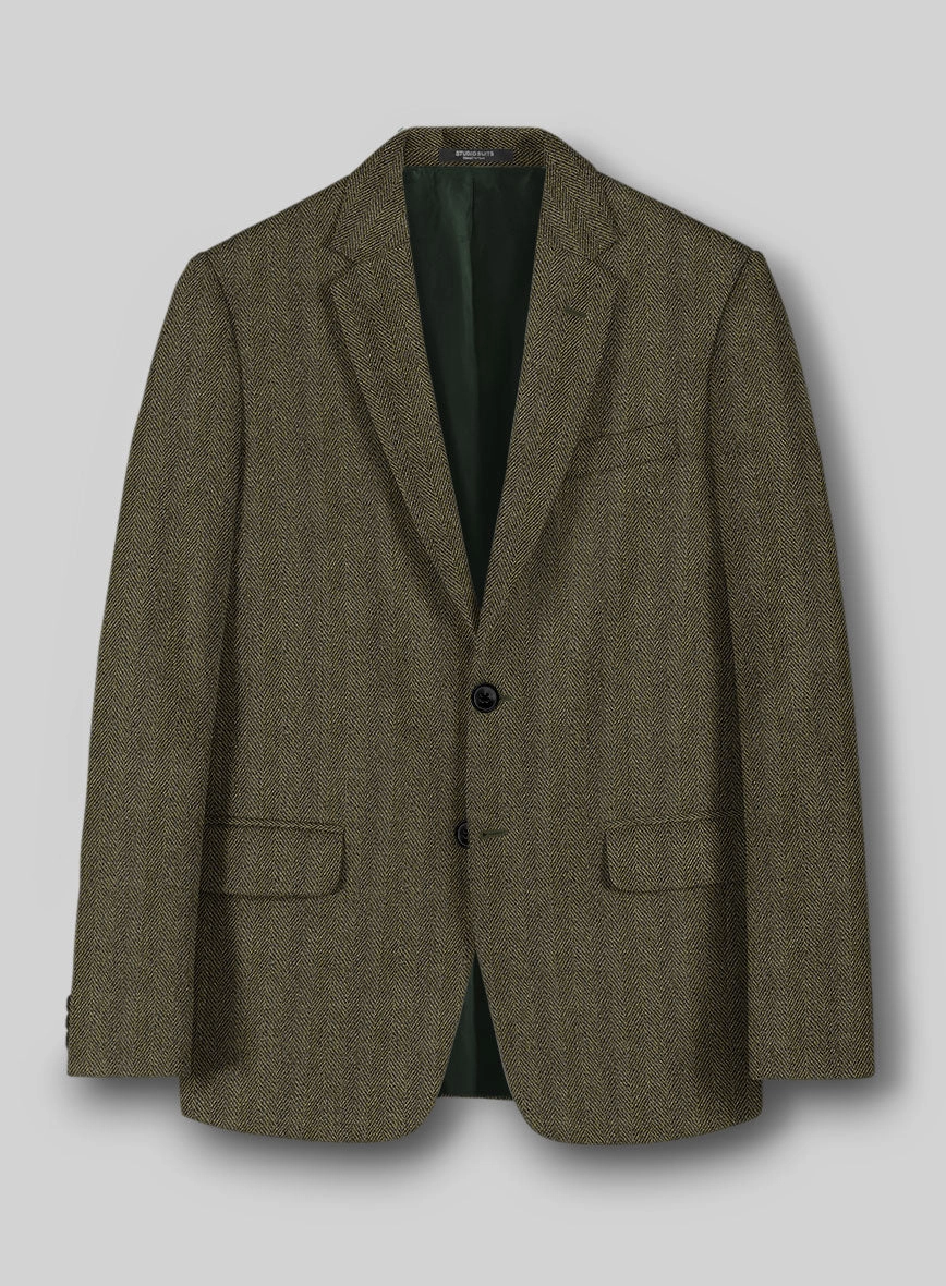 Highlander Olive Herringbone Tweed Suit