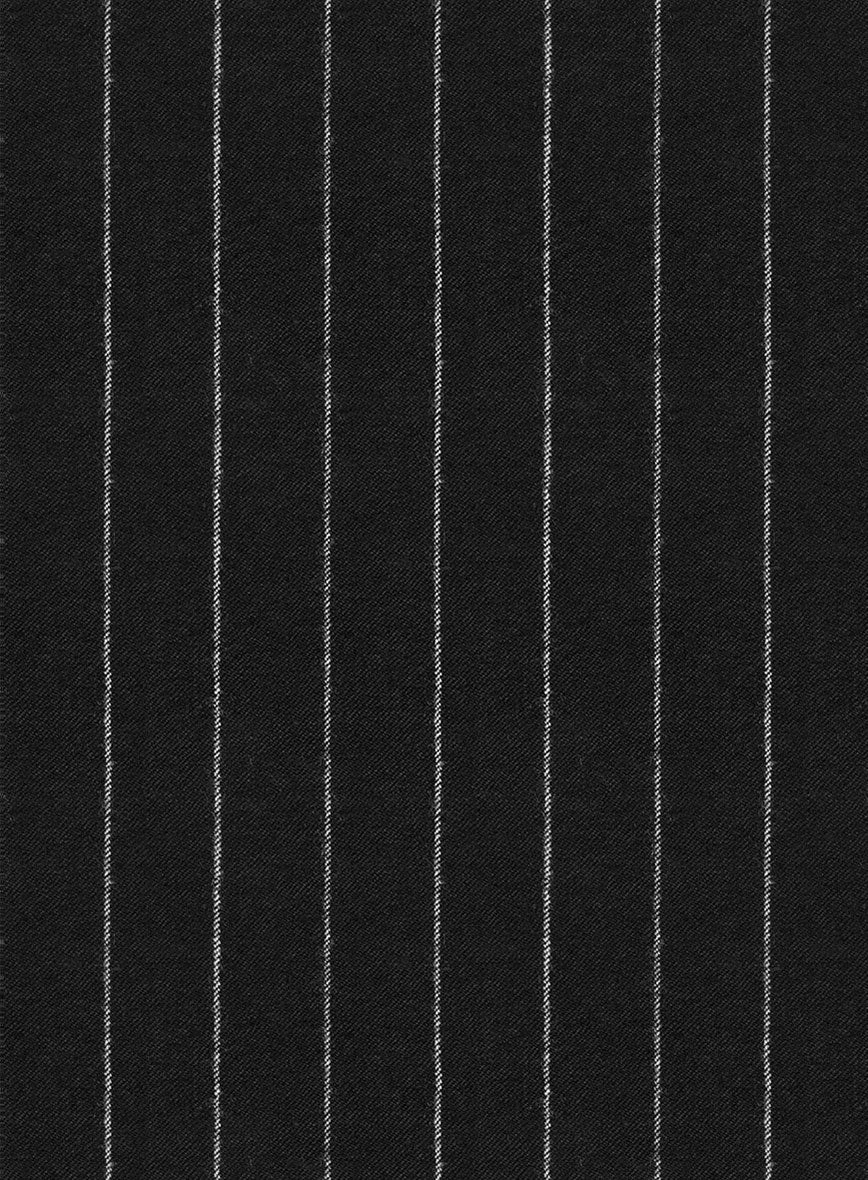 Italian Afito Black Chalkstripe Flannel Suit