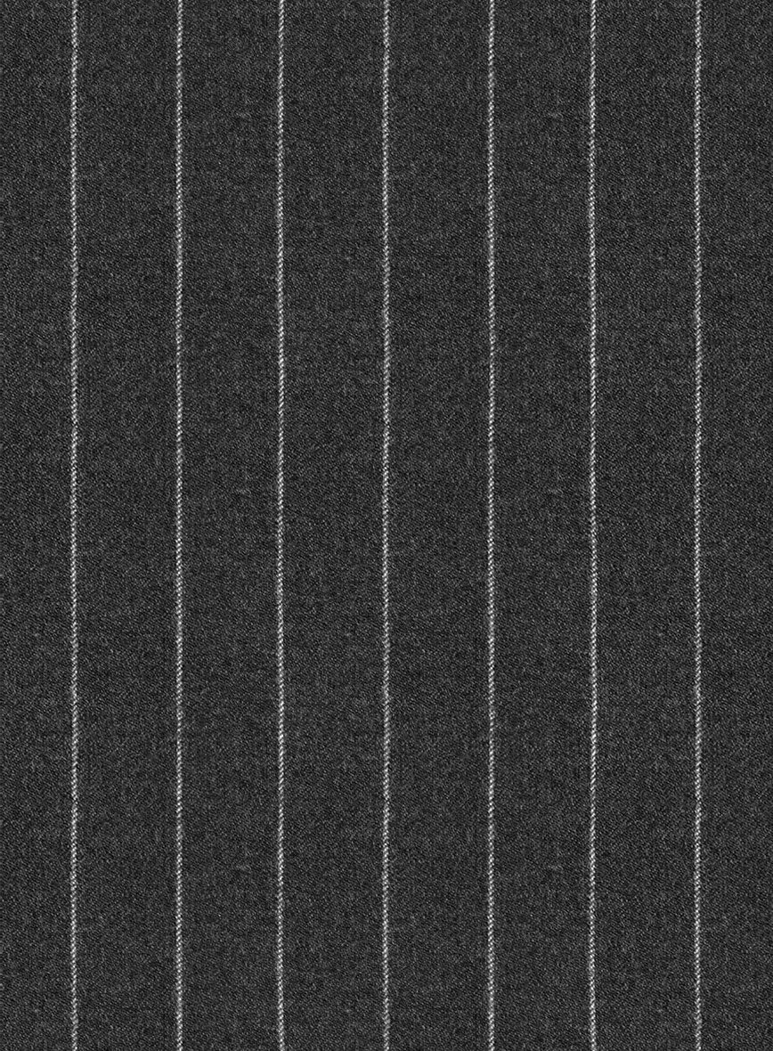 Italian Afito Dark Gray Chalkstripe Flannel Suit