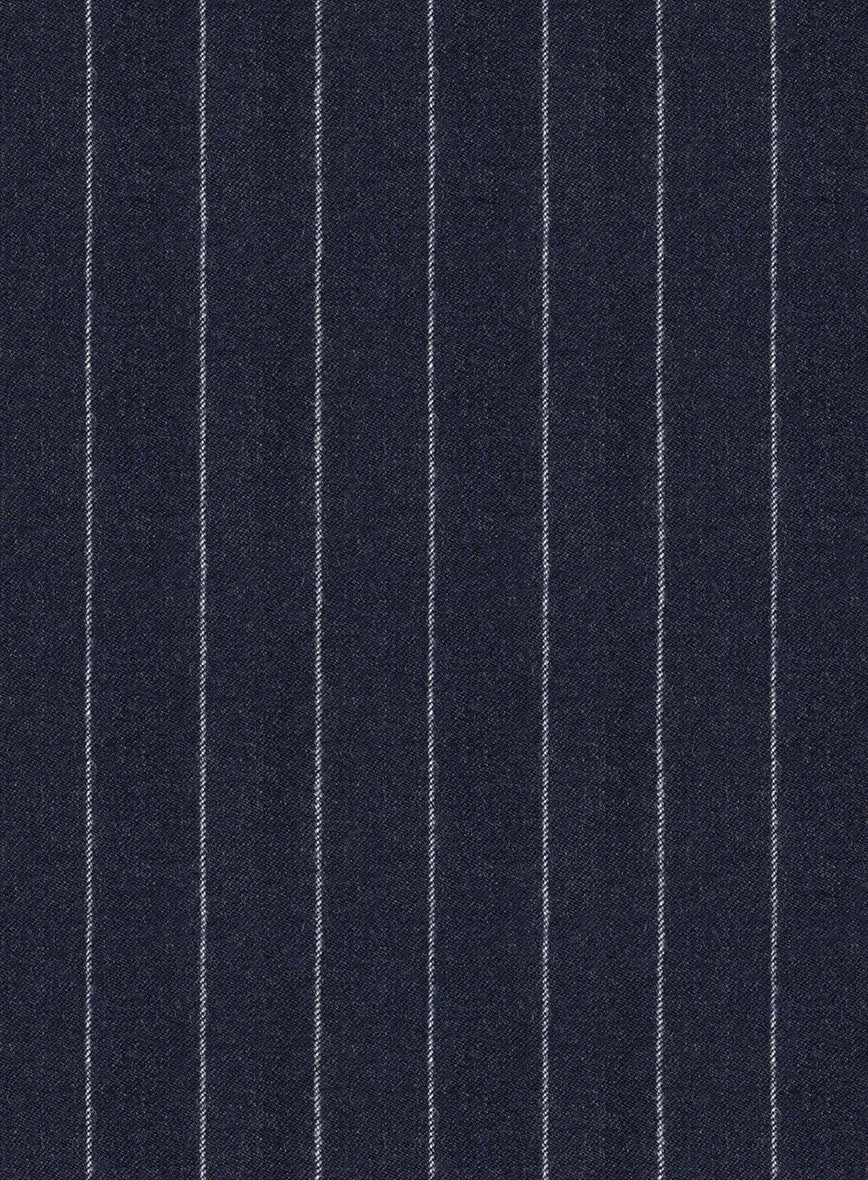 Italian Afito Indigo Blue Chalkstripe Flannel Suit