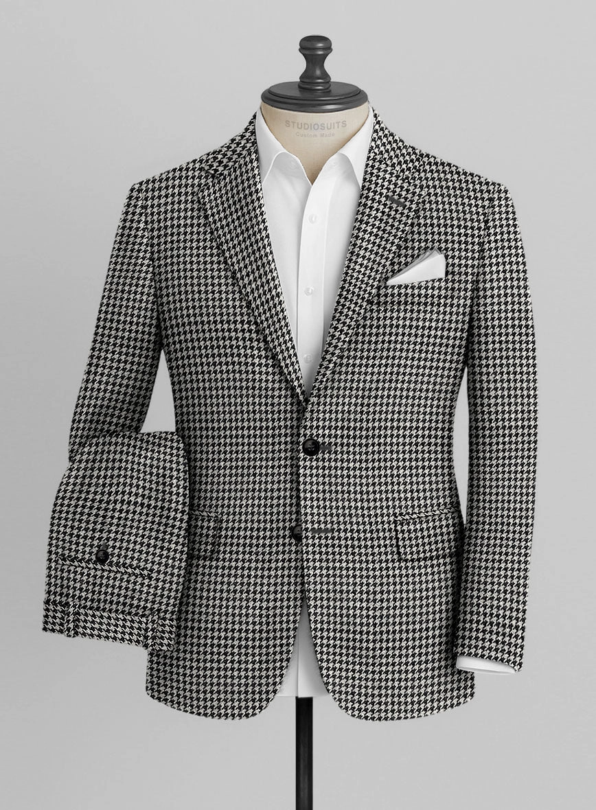 Italian Black & White Houndstooth Tweed Suit