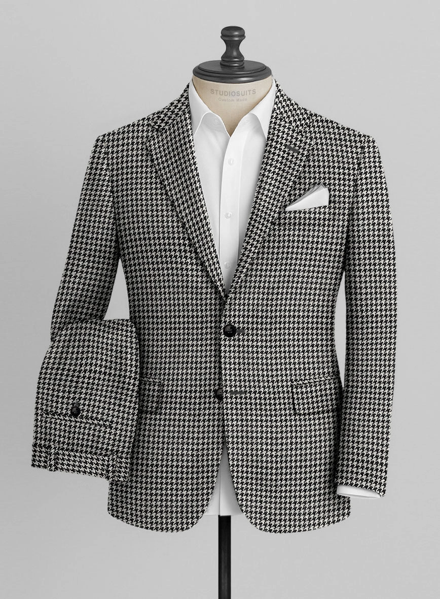 Italian Black & White Houndstooth Tweed Suit