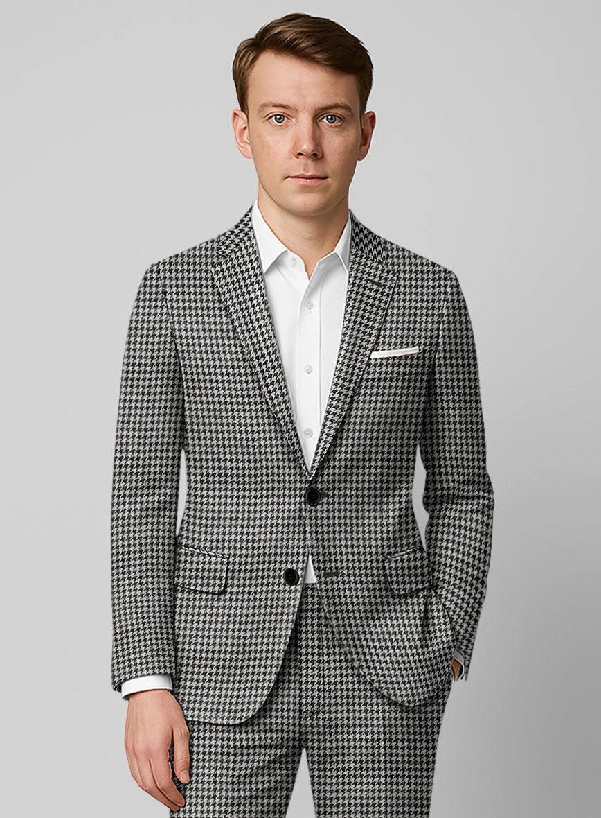 Italian Black & White Houndstooth Tweed Suit