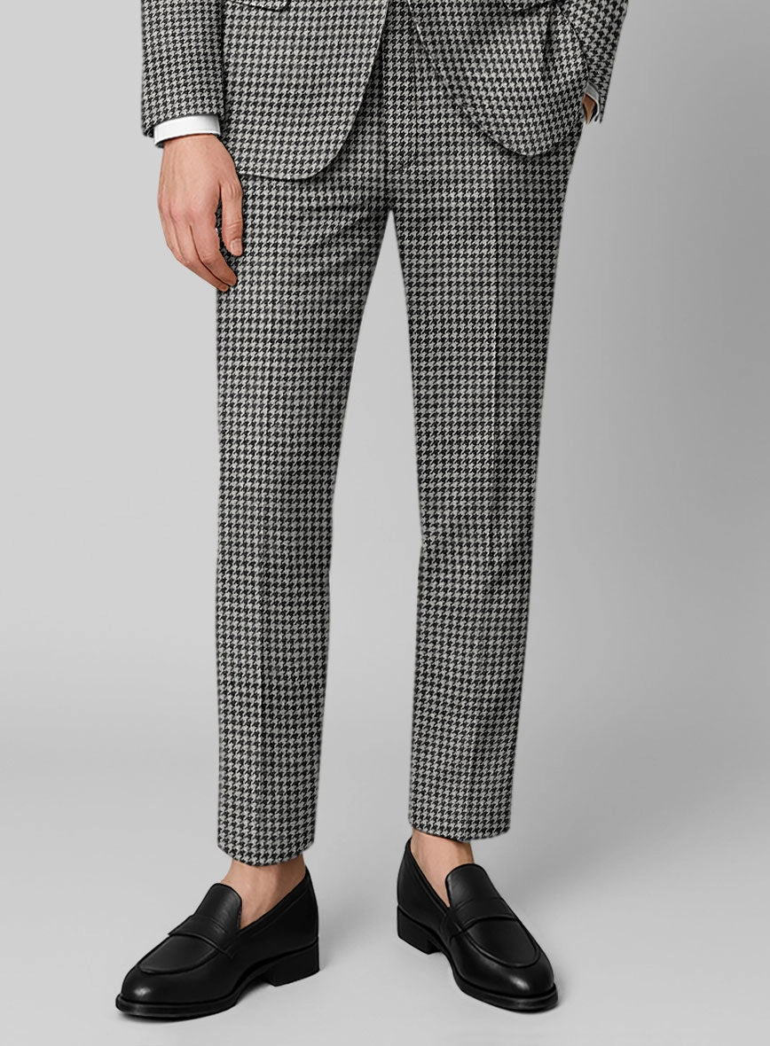 Italian Black & White Houndstooth Tweed Suit