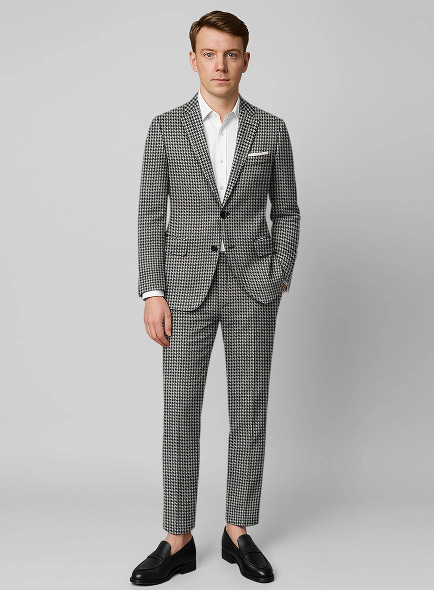 Italian Black & White Houndstooth Tweed Suit