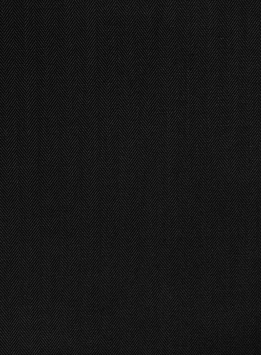 Italian Black Herringbone Cotton Suit