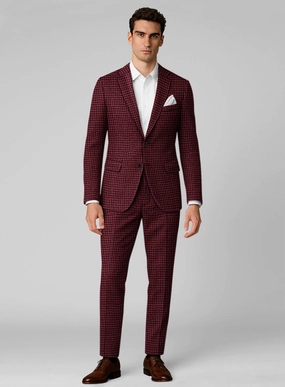Italian Cerise Houndstooth Tweed Suit
