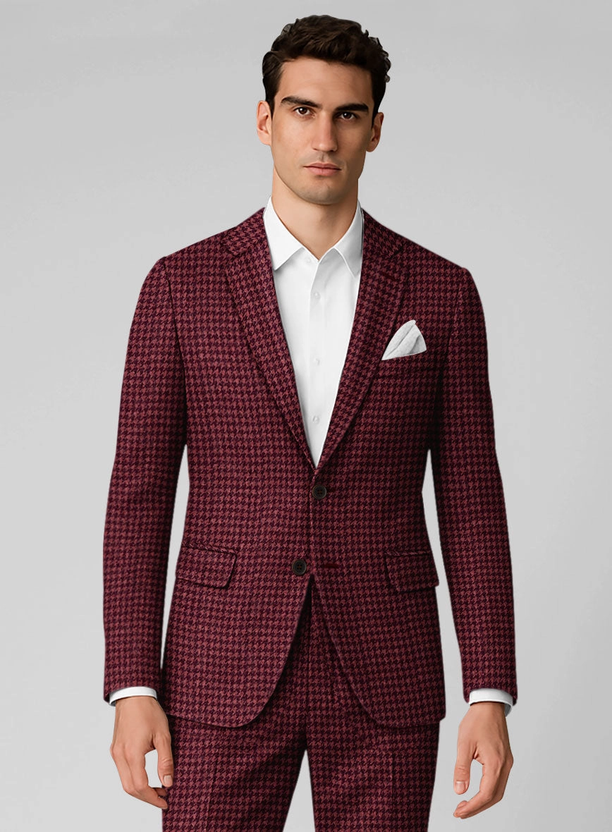 Italian Cerise Houndstooth Tweed Suit