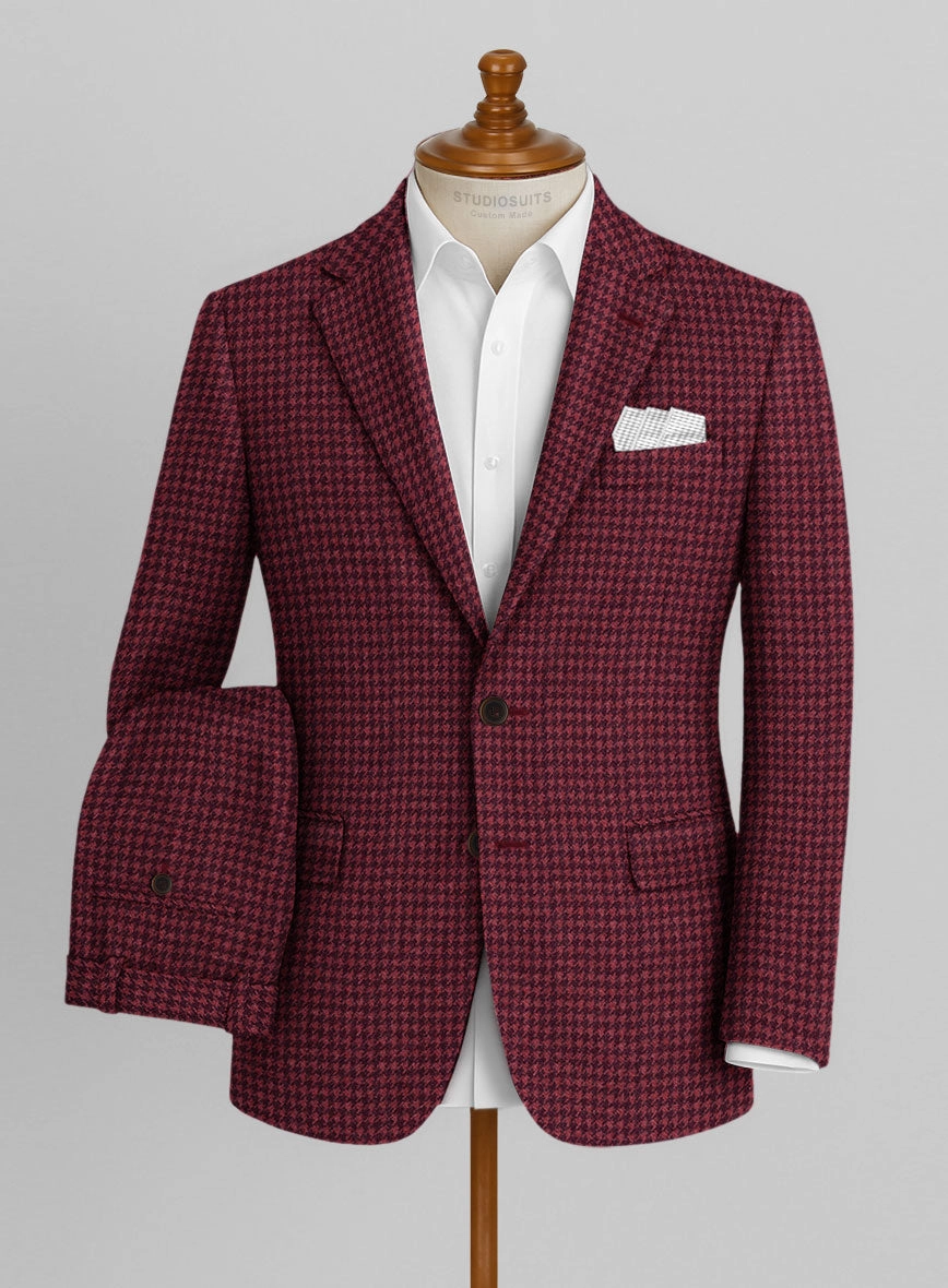 Italian Cerise Houndstooth Tweed Suit