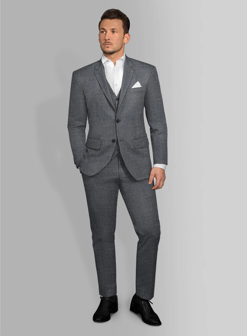 Italian Cotton Lycra Denim Gray Blue Suit
